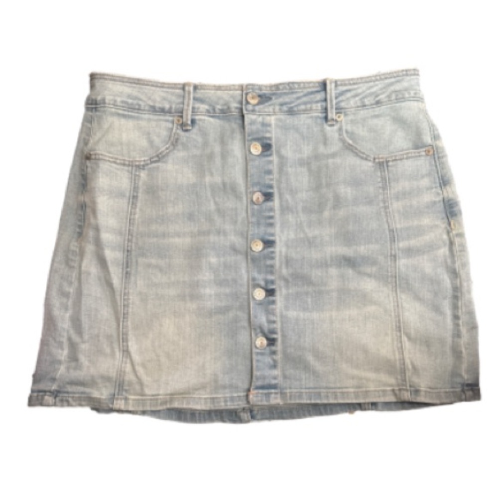 American Eagle Outfitters  high rise A line Button-Front Denim Mini Skirt